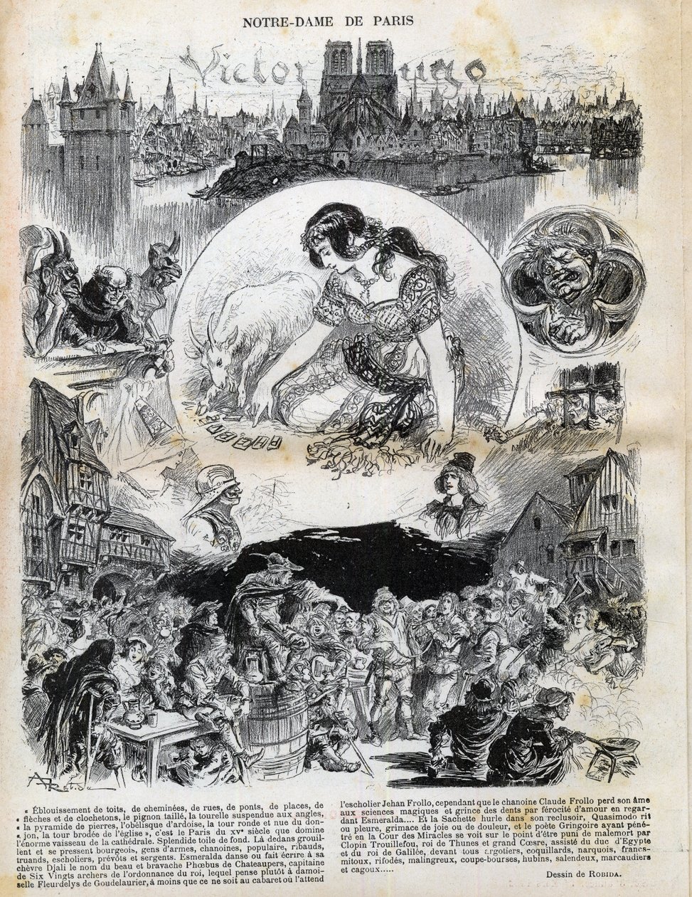 Notre Dame de Paris by Victor Hugo - Drawing by Albert Robida in 