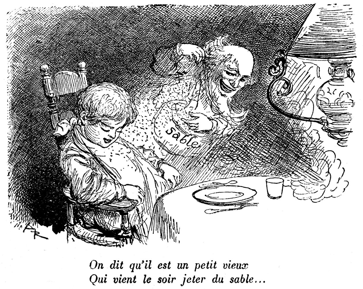 The sand merchant has passed! Child asleep after eating. Sleep. “They say he