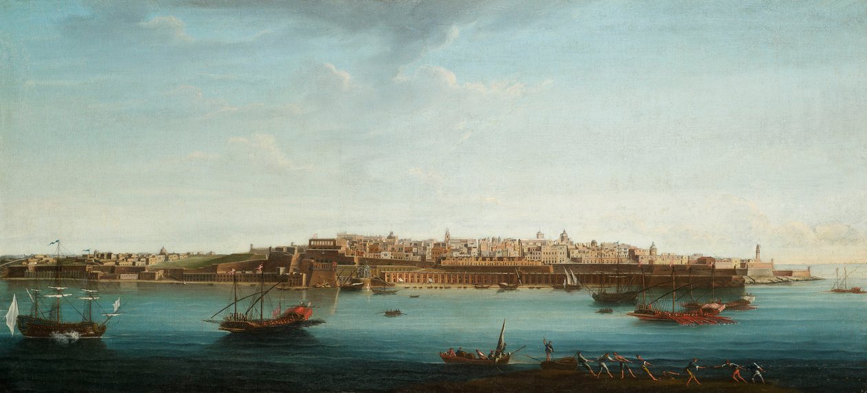 One of a Set of Seven Views of Valletta, Malta and Its Environs, c.1753 by Alberto Pullicino