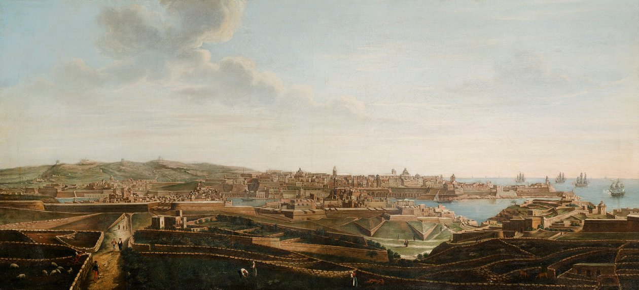 One of a set of seven views of Valletta, Malta and its environs, c.1753 by Alberto Pullicino