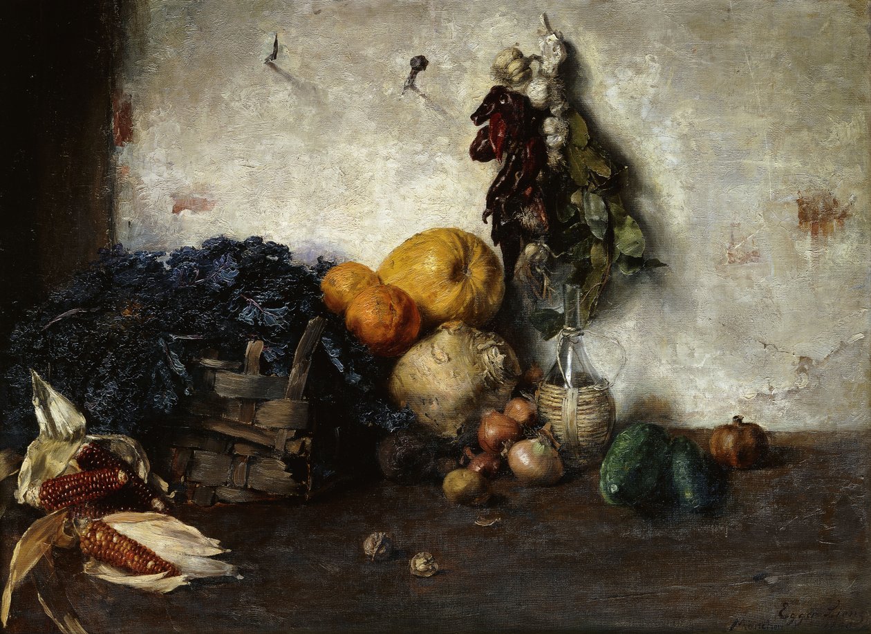 A Still-Life of Vegetables by a Wall by Albin Egger Lienz