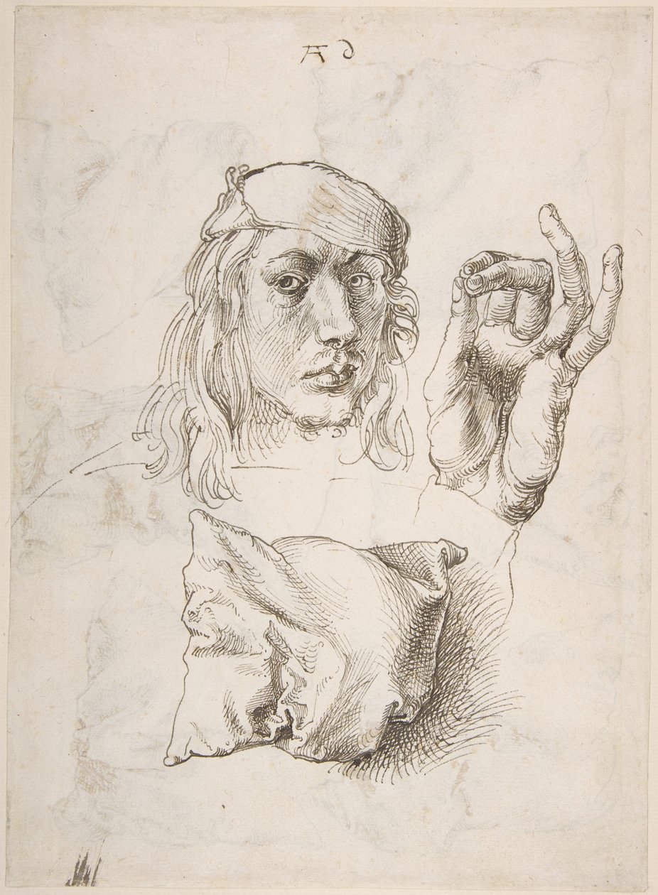 Self-Portrait, Study of a Hand and a Pillow by Albrecht Dürer