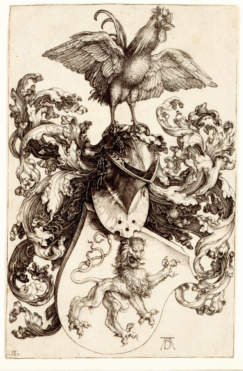 Coat of Arms with a Lion and a Cock by Albrecht Dürer