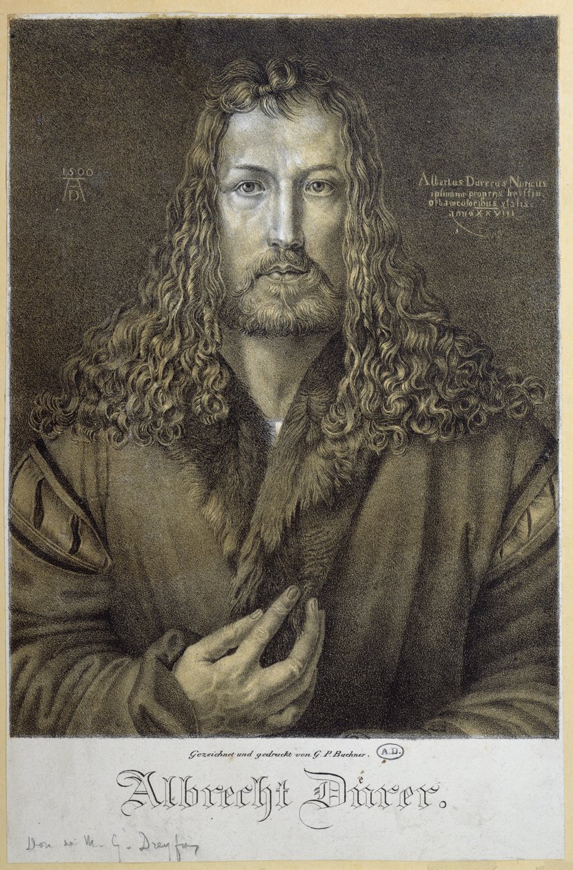 Self Portrait aged 28, engraved by G. P. Buchner by Albrecht Dürer