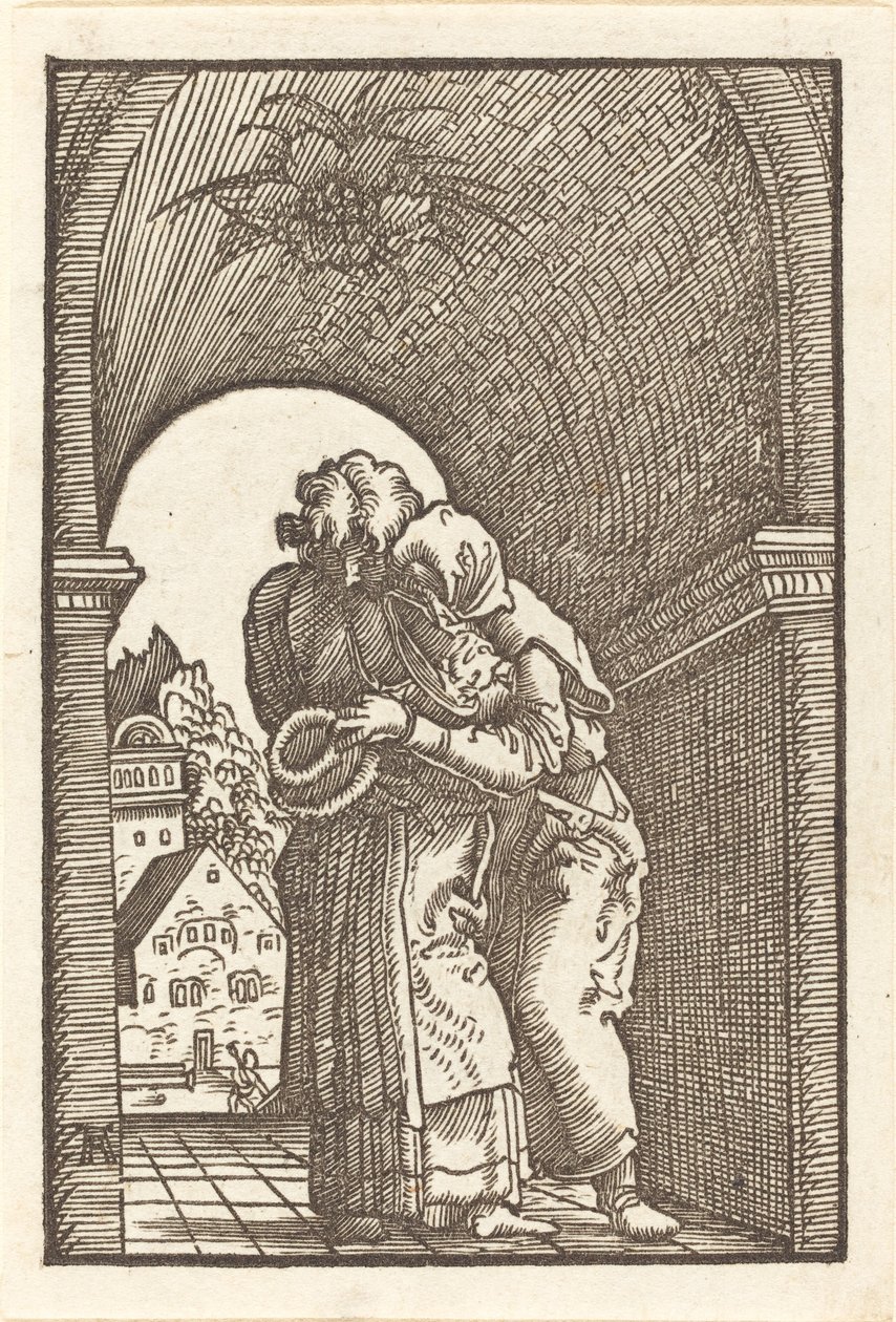 Joachim Embracing Anna by Albrecht Altdorfer