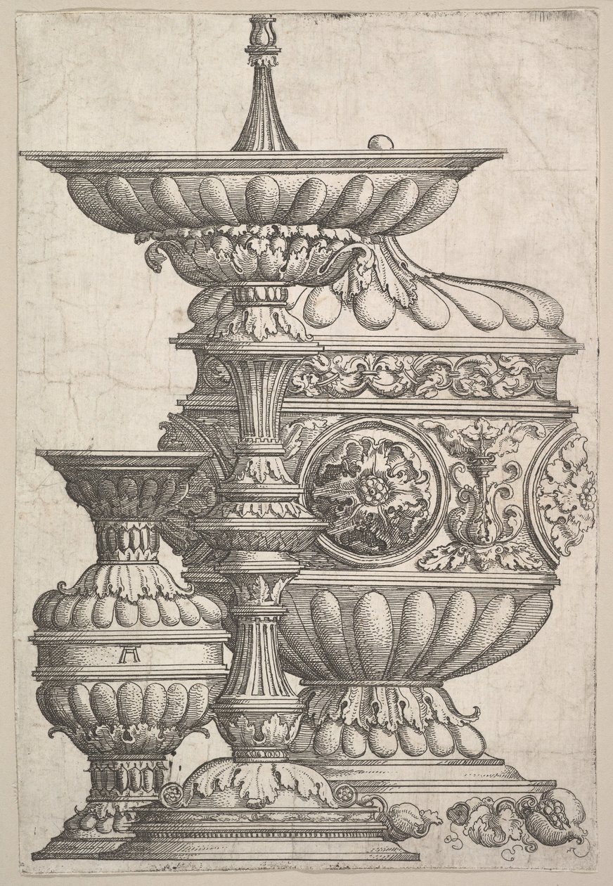 Three Elegant Vessels on a White Background by Albrecht Altdorfer
