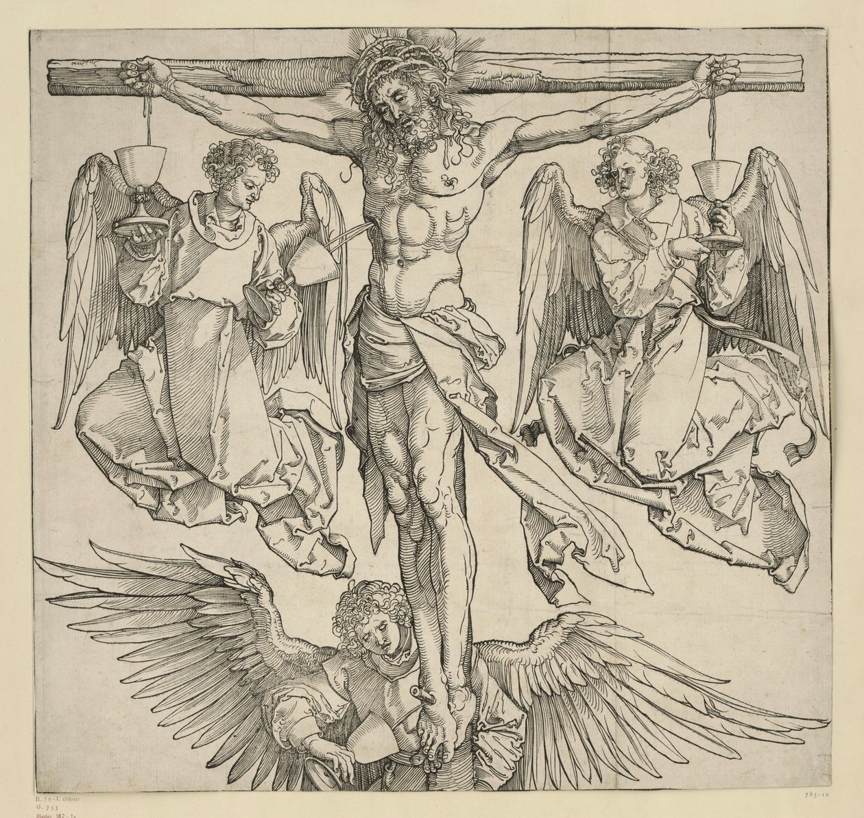 Christ on the Cross with Three Angels by Albrecht Dürer