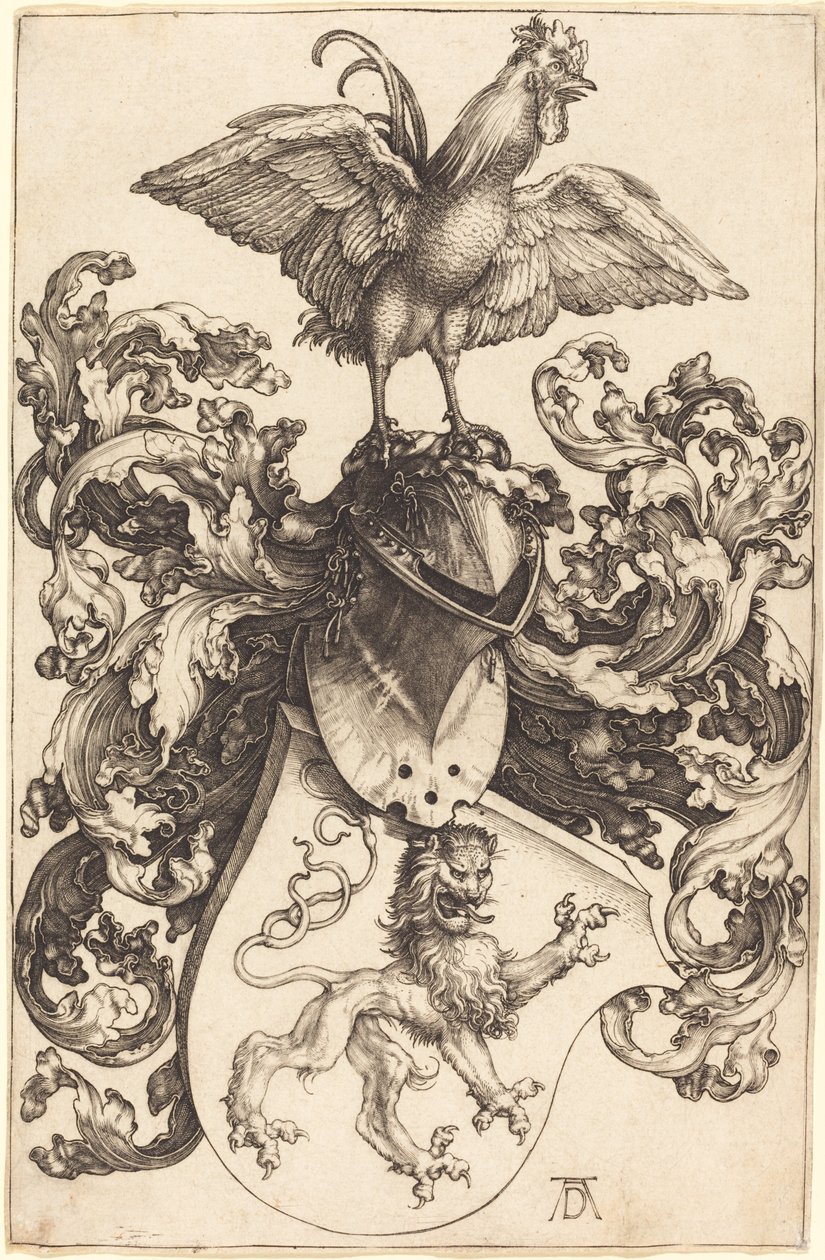 Coat of Arms with a Lion and a Cock by Albrecht Dürer