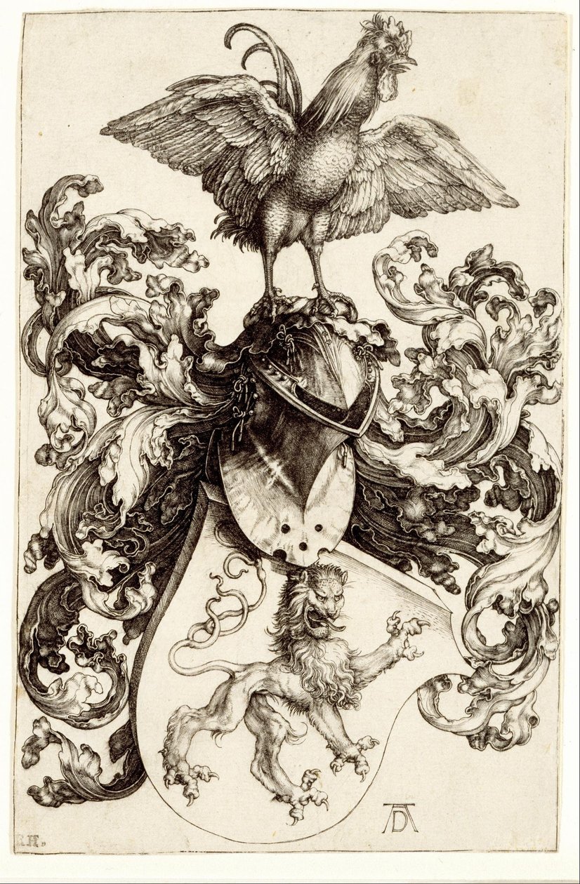 Coat of Arms with a Lion and a Cock by Albrecht Dürer