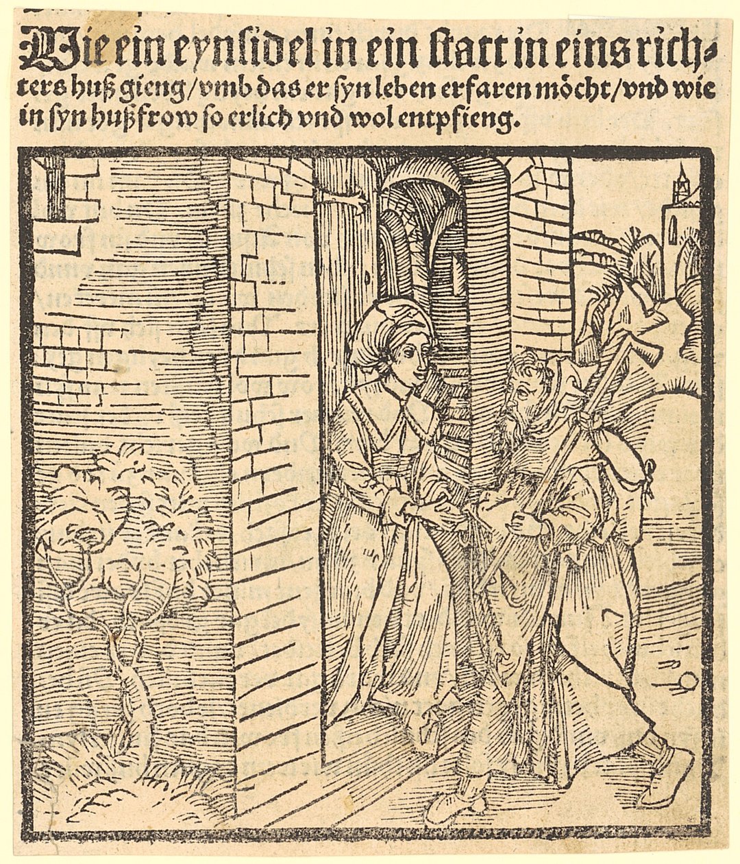 The Wife of the Mayor Receives the Hermit by Albrecht Dürer