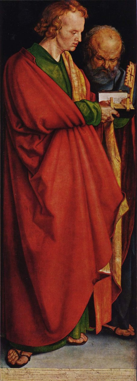 The Four Apostles, left part, Scene: Saints John and Peter by Albrecht Dürer