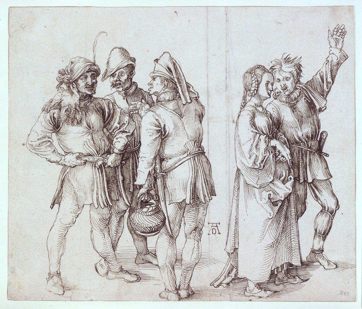 Three Market Farmers and Farmer Couple by Albrecht Dürer
