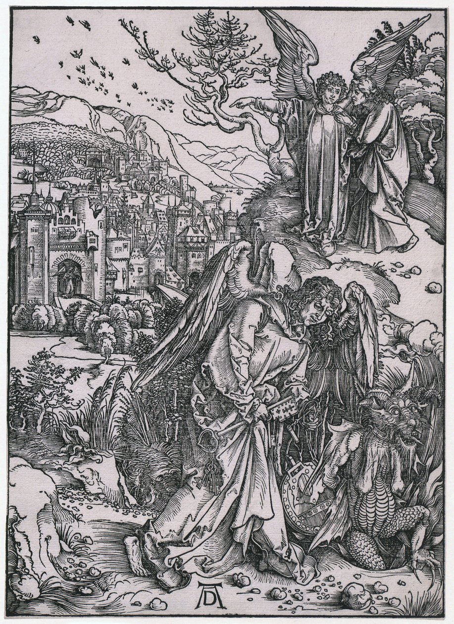 Angel with the Key to the Abyss, XIV. Figure, Sheet 16 of the Series "The Apocalypse" by Albrecht Dürer