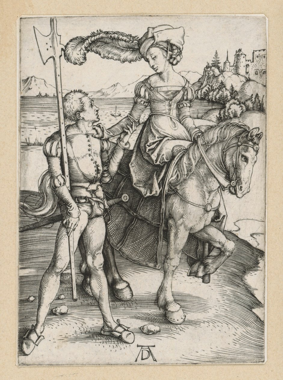 Landsknecht and Lady on Horseback by Albrecht Dürer