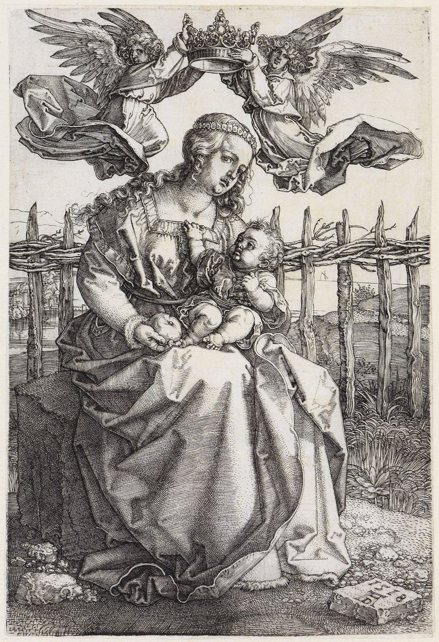 Mary with the Child, Crowned by Two Angels by Albrecht Dürer