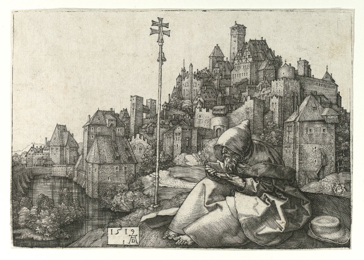 Saint Anthony reading by Albrecht Dürer