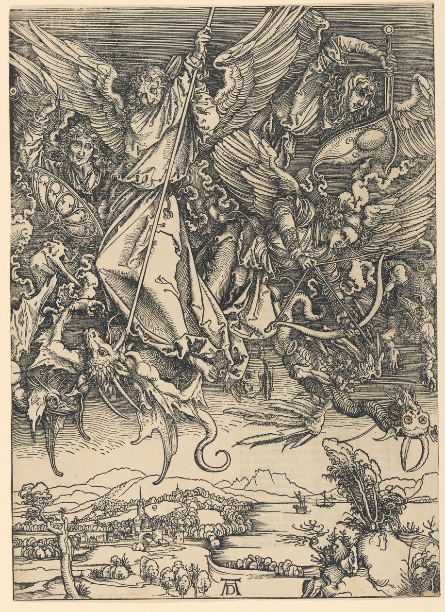 Saint Michael Fighting the Dragon, from the series The Apocalypse by Albrecht Dürer