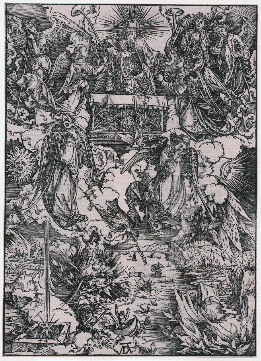 Seven Trumpeting Angels, Figure VI, Plate 8 from the series “The Apocalypse” by Albrecht Dürer