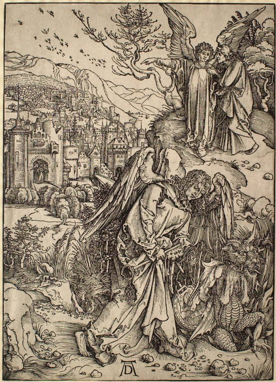 The Apocalypse: The Angel with the Key of the Bottomless Pit by Albrecht Dürer