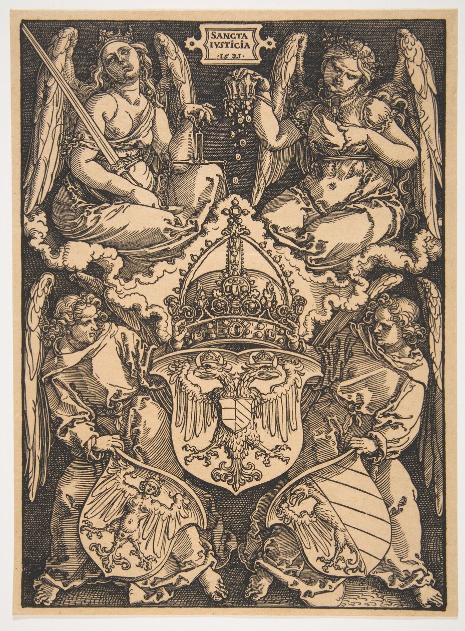 The Arms of the Holy Roman Empire and of the City of Nuremberg by Albrecht Dürer