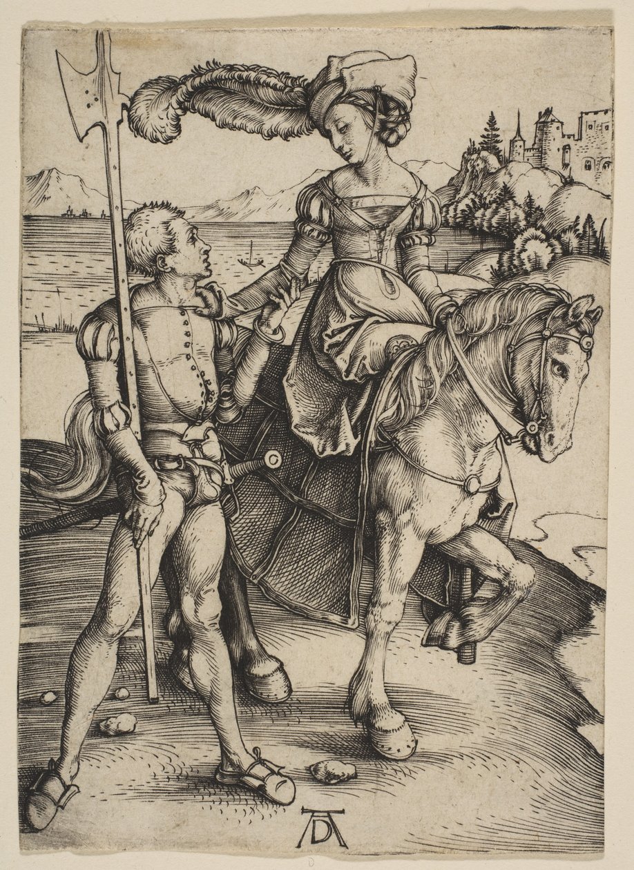 The Lady on Horseback and the Lansquenet by Albrecht Dürer
