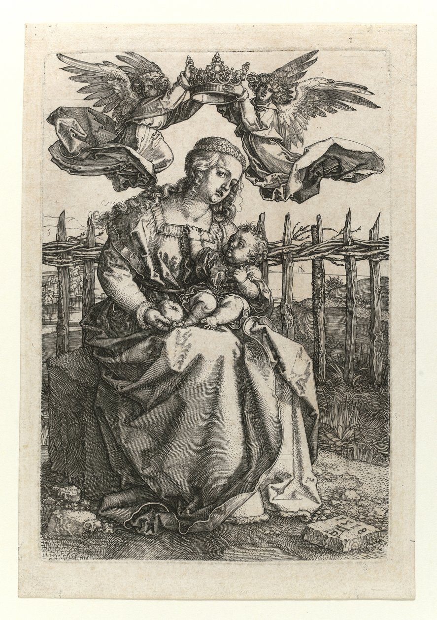 The Madonna and Child crowned by two angels