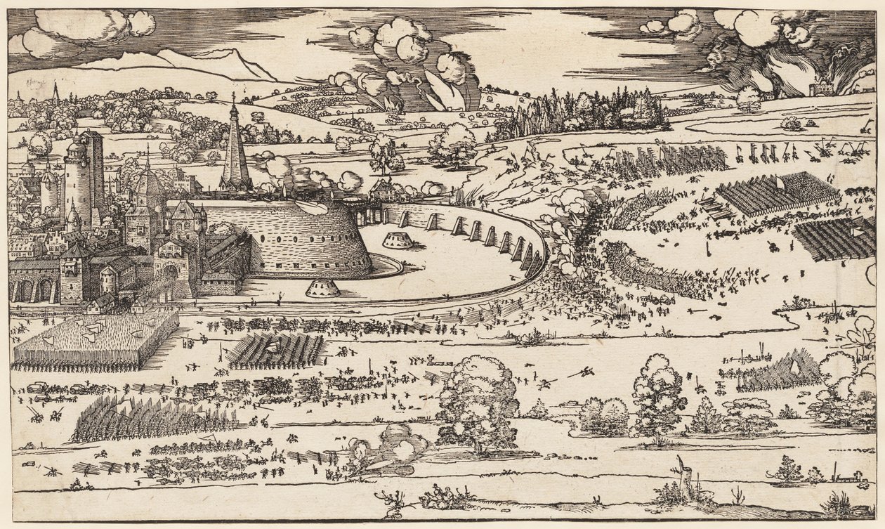The Siege of a Fortress (left side only, of 2 blocks) by Albrecht Dürer