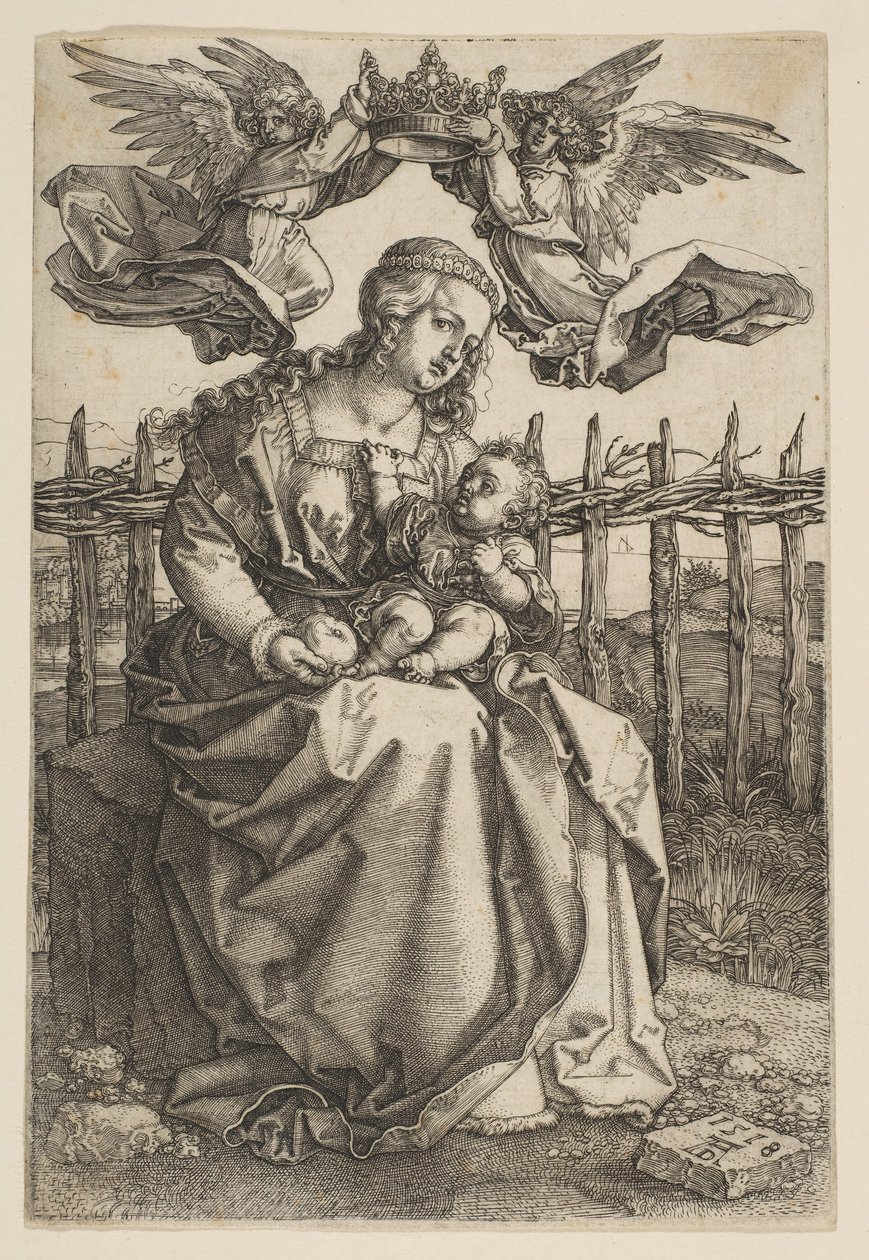 Virgin and Child Crowned by Two Angels by Albrecht Dürer
