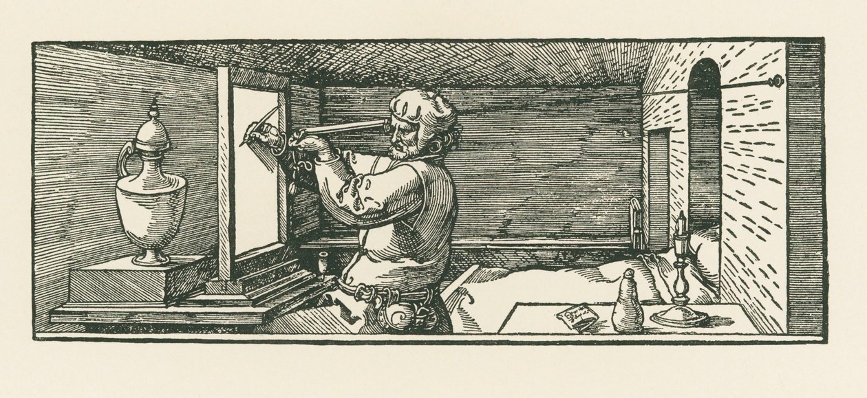 A Man Drawing a Can by Albrecht Dürer or Duerer