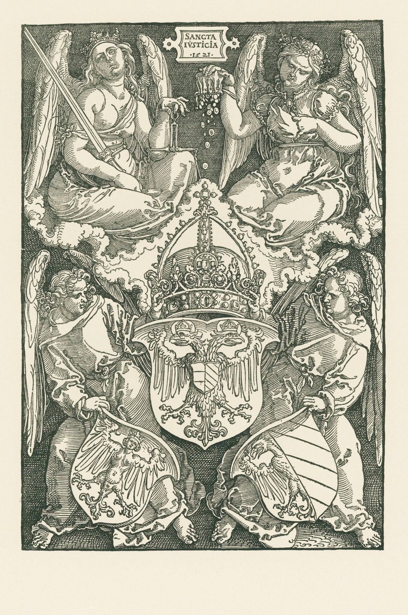 Allegory with the Coat of Arms of the Empire and of the City of Nuremberg by Albrecht Dürer or Duerer