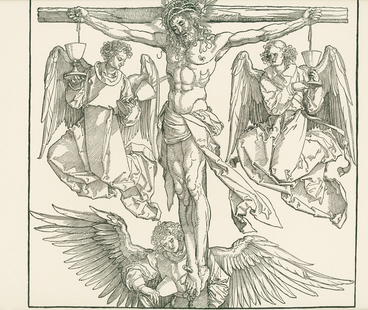 Christ on the Cross with Three Angels by Albrecht Dürer or Duerer