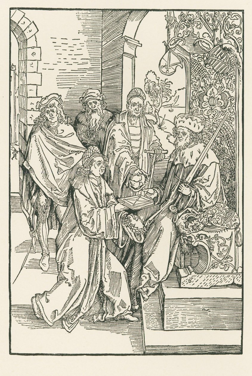 Conrad Celtes Handing His Edition of the Roswitha Comedies to the Elector Frederick of Saxony by Albrecht Dürer or Duerer