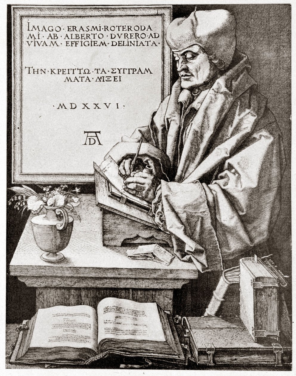 Erasmus to His Writing (Engraving by Albrecht Durer Reproduced at the Beginning of the 20th Century) by Albrecht Dürer