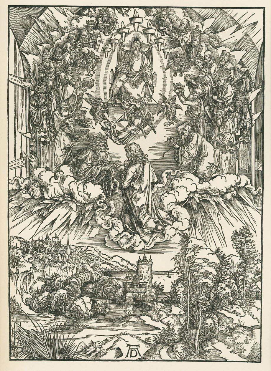 Saint John Before God and the Twenty-Four Elders in Heaven. The Revelation of Saint John by Albrecht Dürer or Duerer