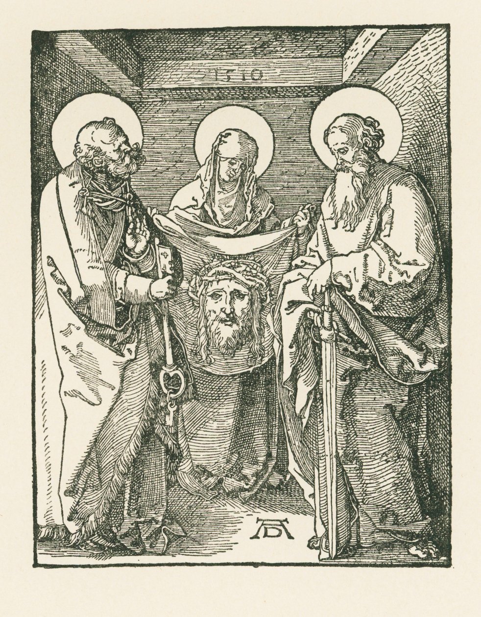 Saint Veronica between Saints Peter and Paul - The Sudarium of Saint Veronica by Albrecht Dürer or Duerer