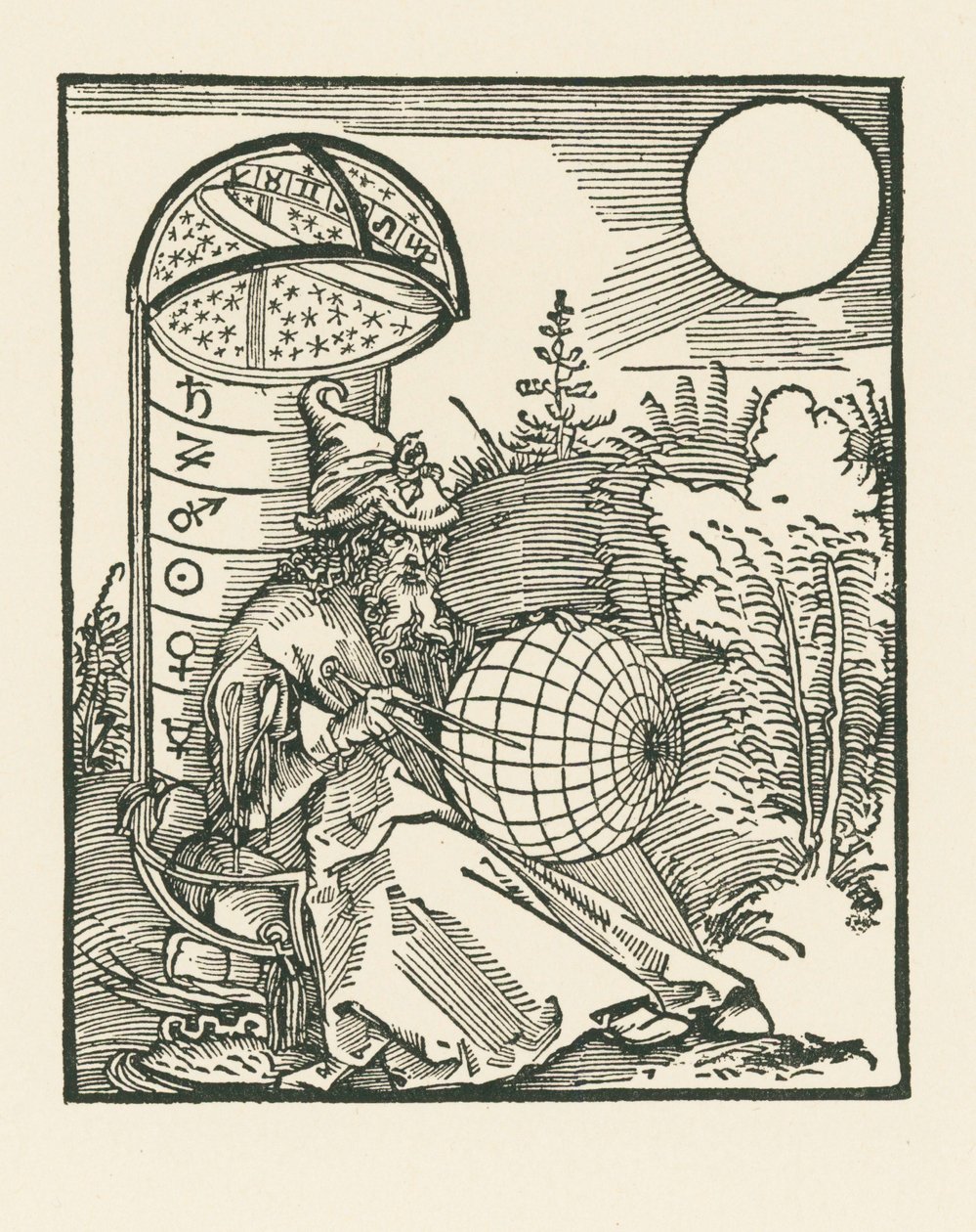 Sitting Astronomer Holding a Globe by Albrecht Dürer or Duerer