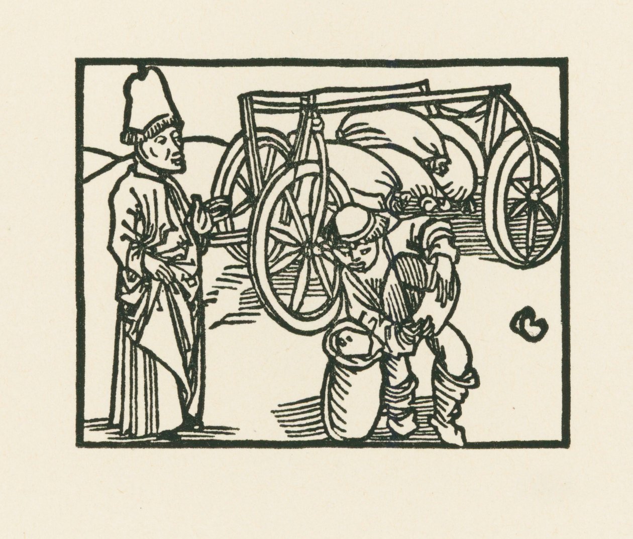 The Priest Has a Sack on a Wagon and Oats Are Being Put Into It by Albrecht Dürer or Duerer