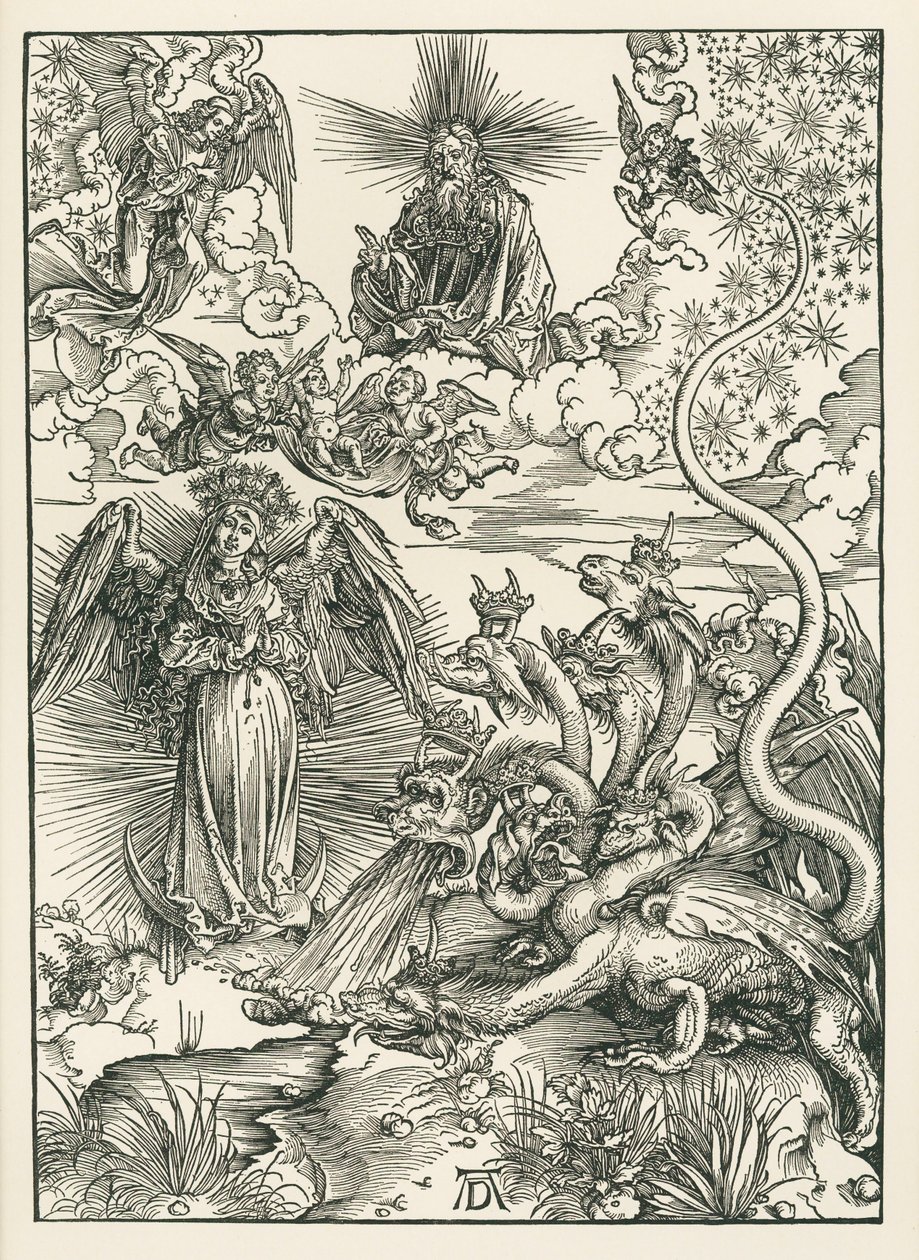 The Woman Clothed with the Sun and the Seven-headed Dragon. The Revelation of Saint John by Albrecht Dürer or Duerer