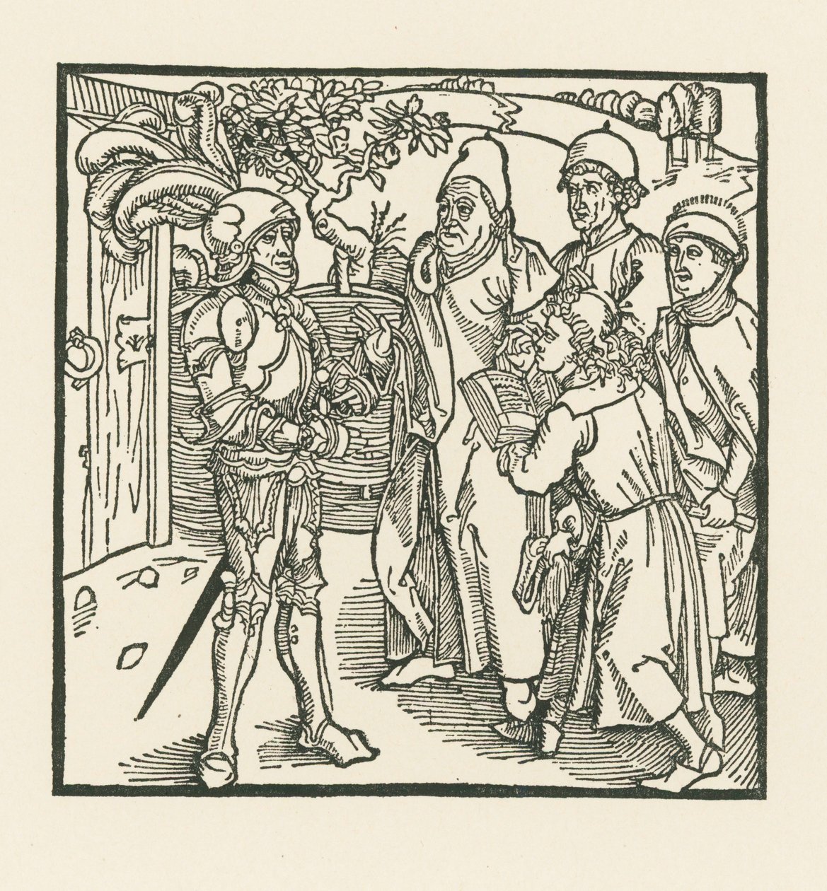The Knight Commissions Two Scribes and Two Priests to Compile This Book by Albrecht Dürer or Duerer