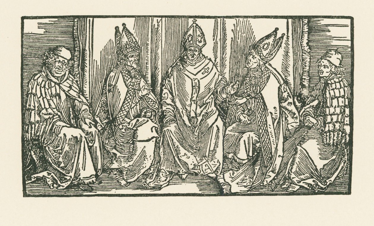 Three Bishops and Two Monks by Albrecht Dürer or Duerer