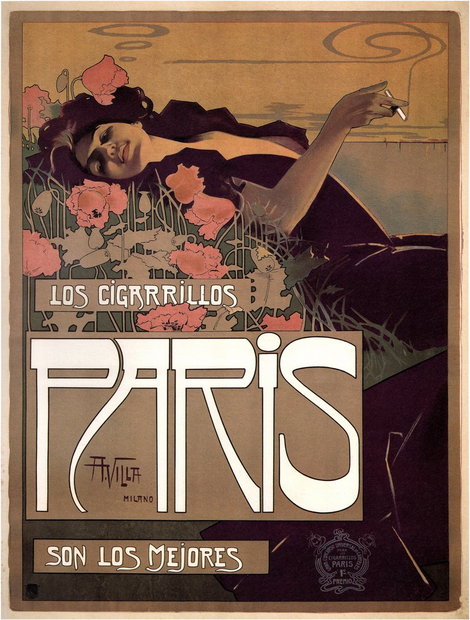 Los Cigarillos Paris, 1901 by Aleardo Villa