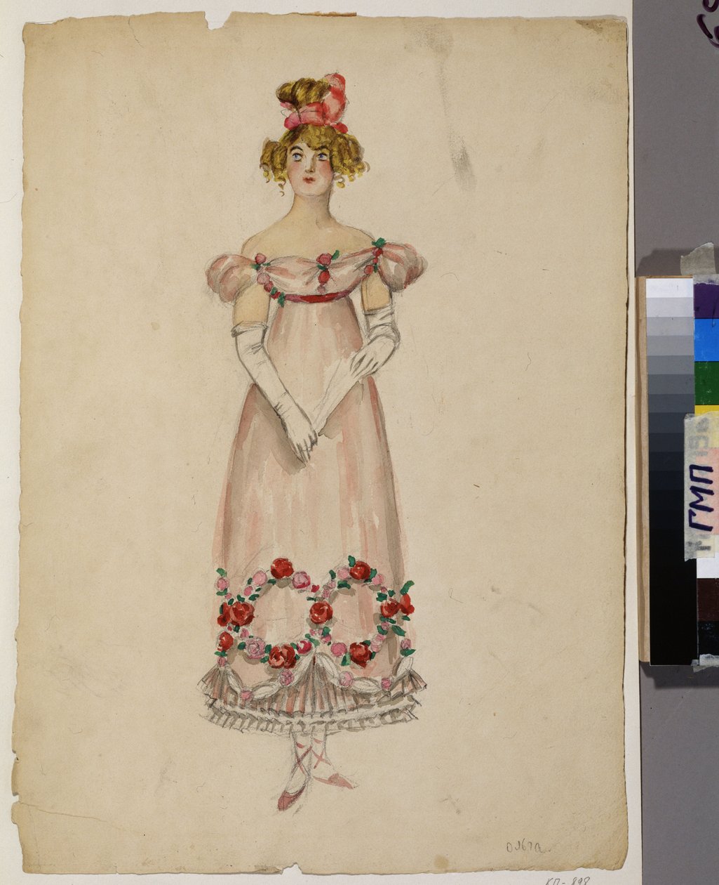 Dress with flower garlands. Costume project for the opera 