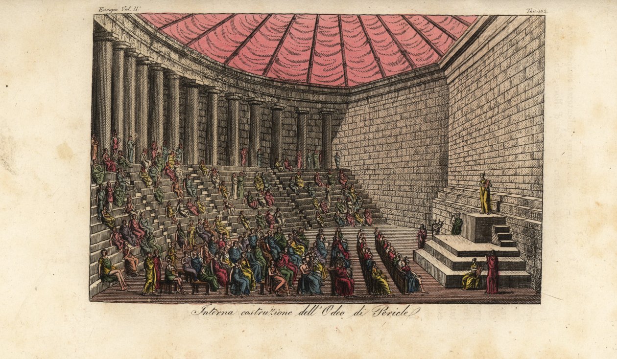 Interior of the Odeon of Athens by Alessandro (after) Sanquirico