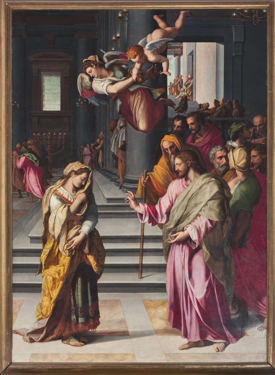 Jesus and the woman taken in adultery by Alessandro Allori
