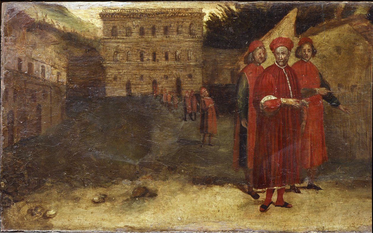 Luca Pitti Italian banker, in front of his palace