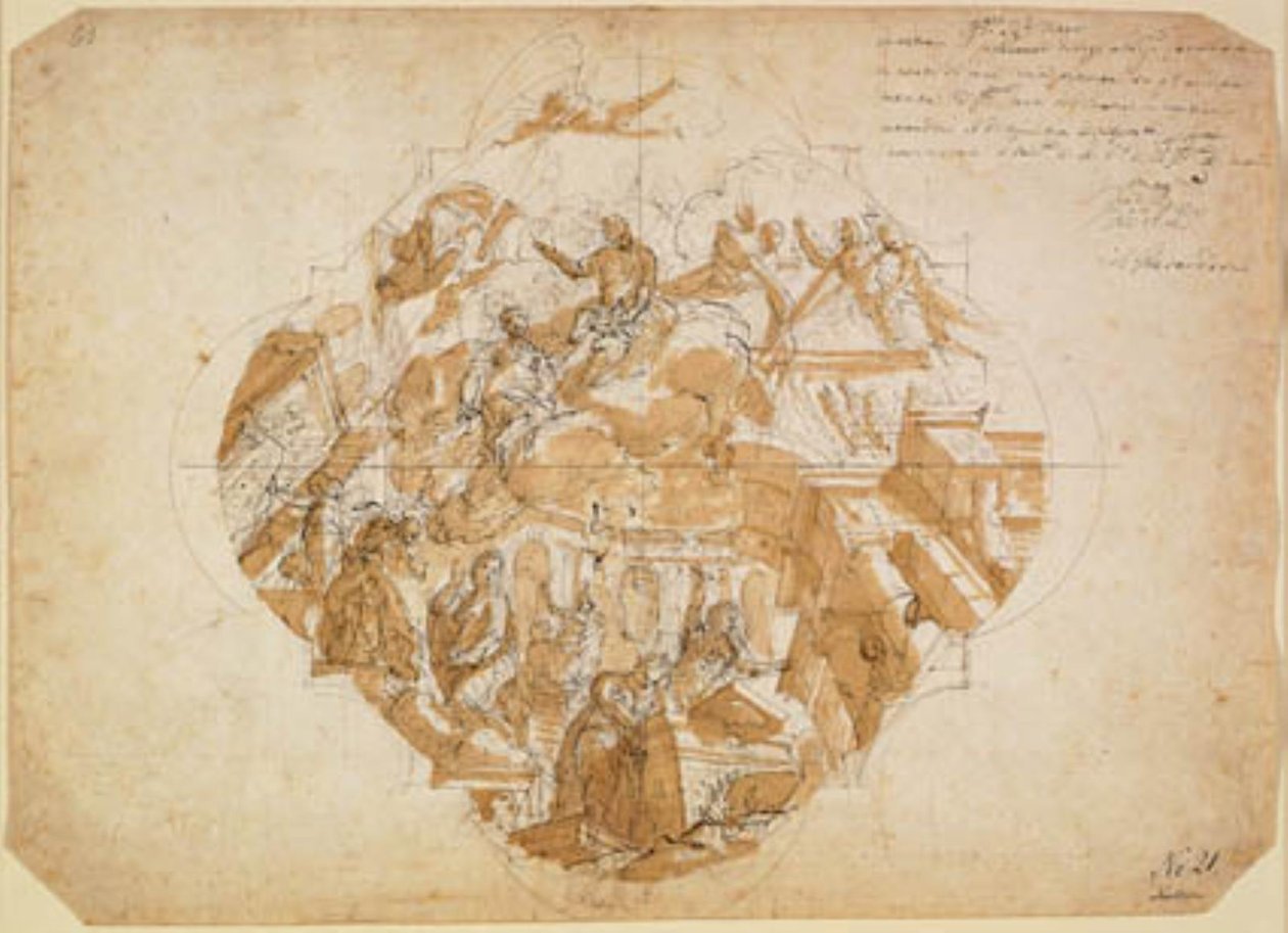 The Arts Lamenting the Destruction of Their Works, Design for a Ceiling Painting by Alessandro Gherardini