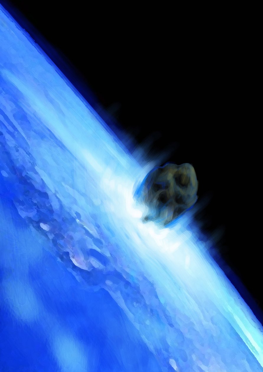 An Asteroid Precipitating Towards the Earth, the End of the World by Alessandro Lonati