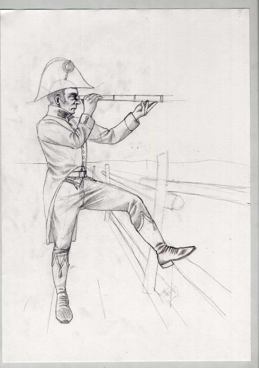 Napoleonic Soldier with Long View (Illustration) by Alessandro Lonati