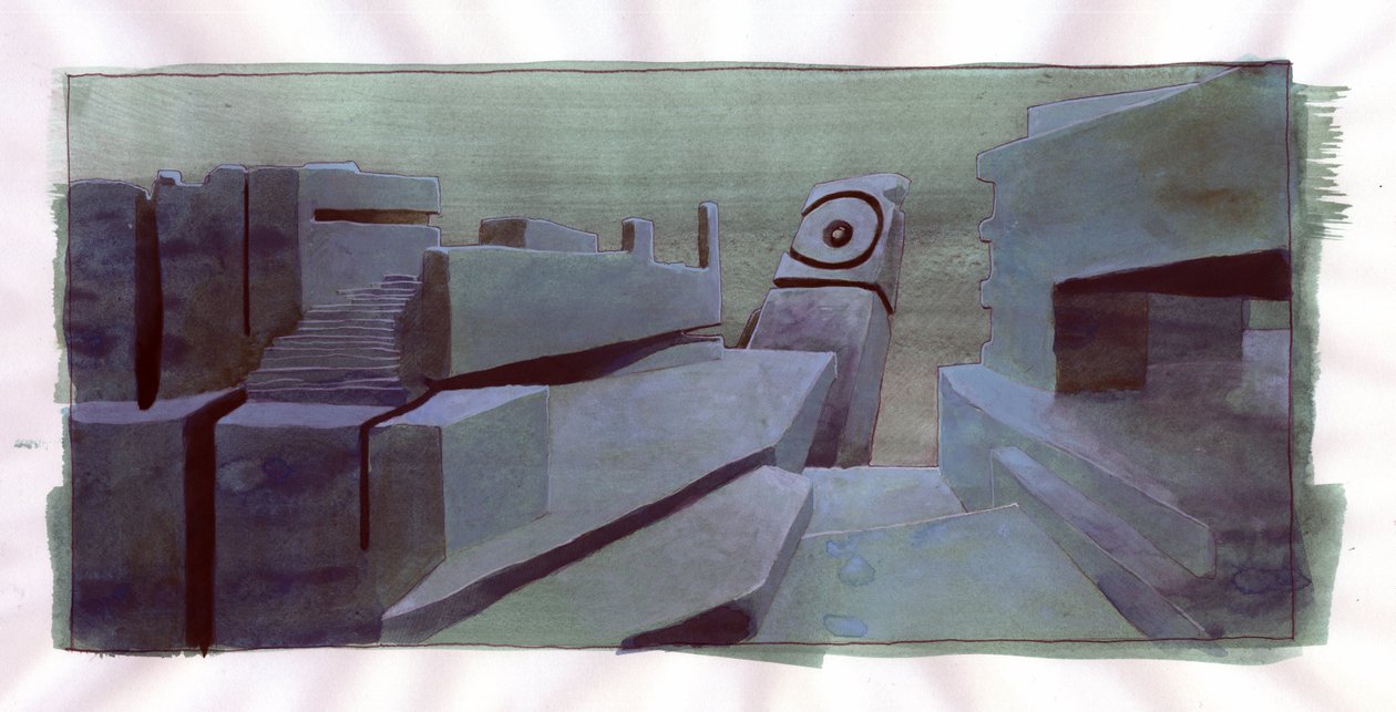 Illustration of the myth of the island Atlantis