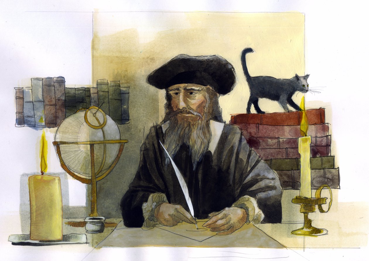 Portrait of Nostradamus (Illustration) by Alessandro Lonati